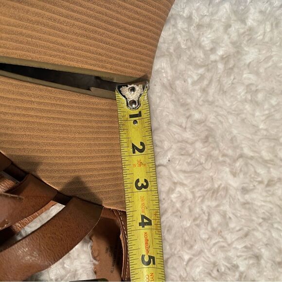 Self esteem tan  faux leather cage wedge ankle straps sandals Size 10 - Picture 7 of 11